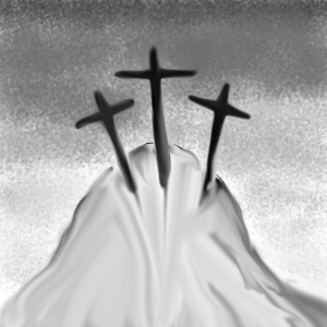 Three crosses on a hill - Mono